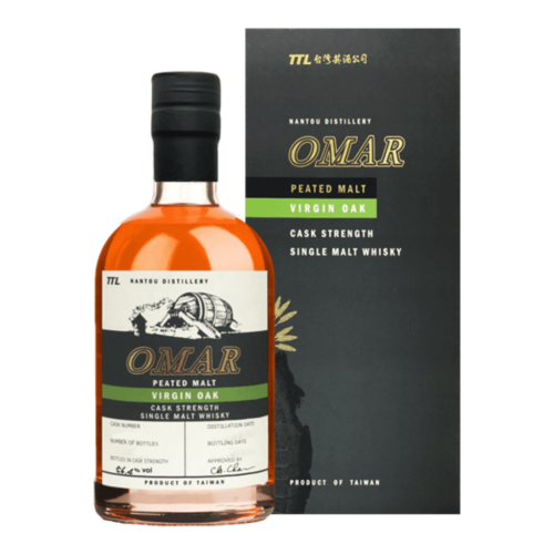 OMAR 原桶強度 泥煤新橡木桶 單一麥芽威士忌 700ML 瓶身與外盒